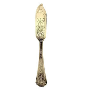 Antique Sterling Silver Fish Serving Knife Hallmarks 6" Fancy Monogram MH 22g